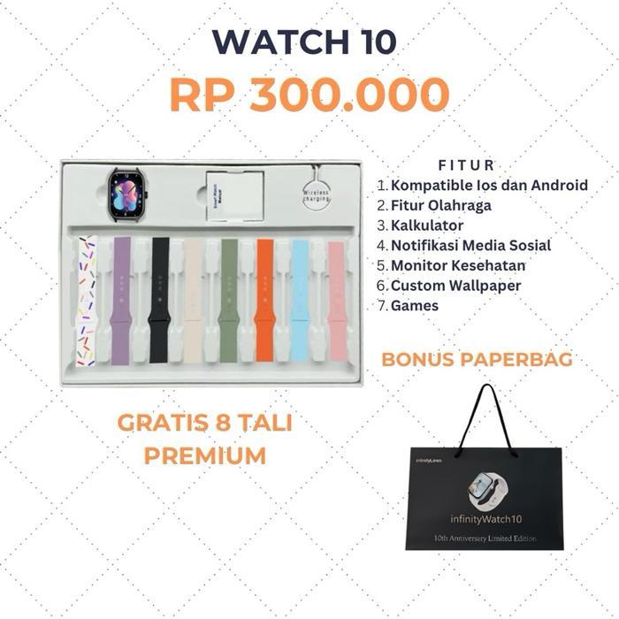 (BISA COD) NEW INFINITY WATCH 10 SMART WATCH ORIGINAL KOMPATIBLE IOS DAN ANDROID - HITAM