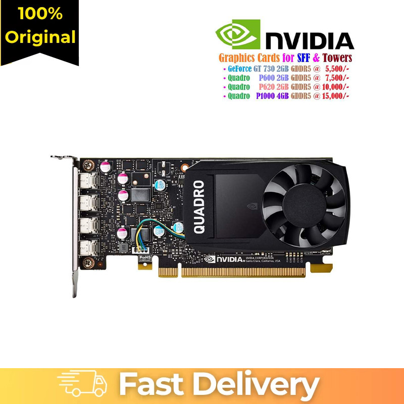 100% Tested work fine Original For Quadro graphics card P600 p400 p620 p1000 2GB professional graphi