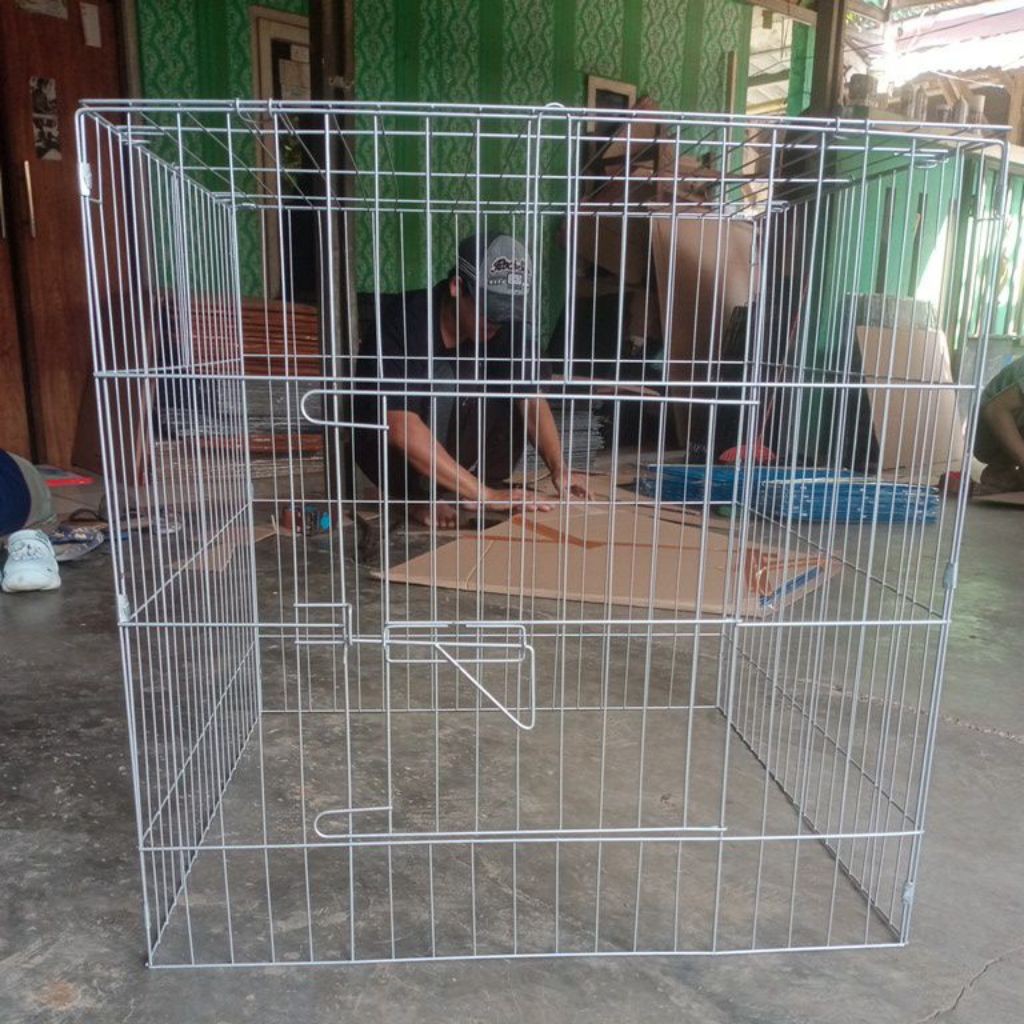 celestinemarket - kurungan ayam kotak 60 x 60 x 60, kandang jemur ayam besi tebal,praktis,lipat,anti