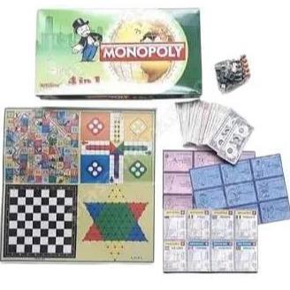 Mainan Anak Monopoli 4 in 1 Ular Tangga Halma Ludo - Family Toy Board Game Internasional Monopoly