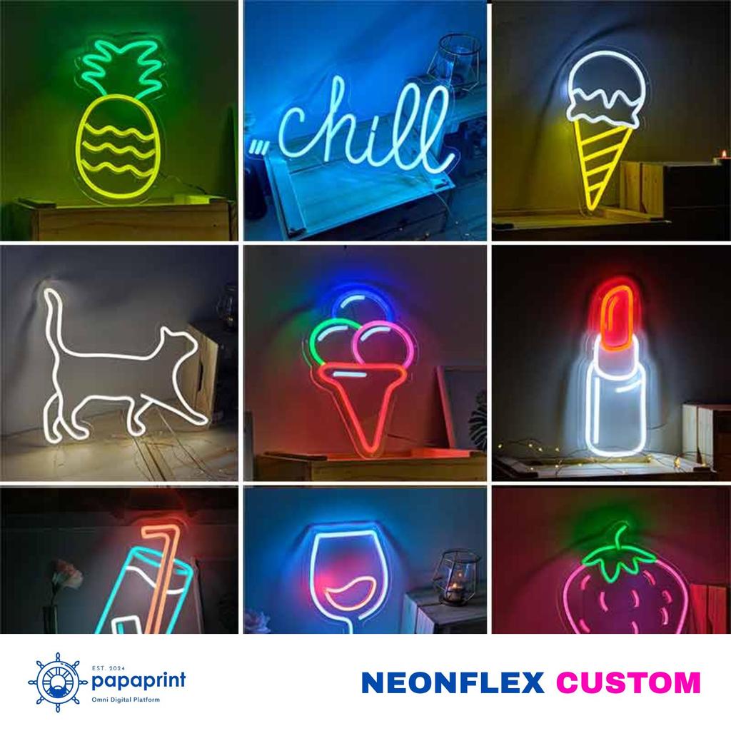 Neon Flex Custom | LED Neon Flex | Neon Sign | Dekorasi Kamar Biru Kayu Lampu Hijau Kuning
