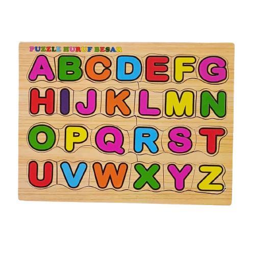 Dirakids Mainan Kayu Anak Edukasi Paket 4 Puzzle Huruf Besar Kecil Hijaiyah Angka Nomer 1-20 Abjad A