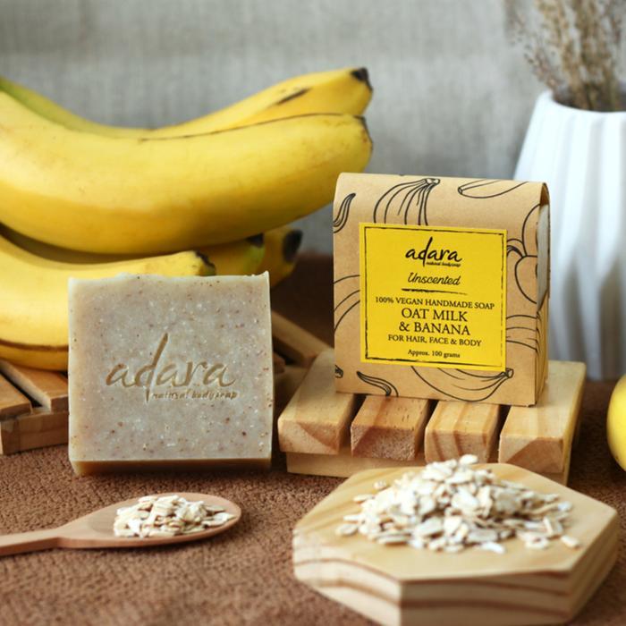 Adara Organic Handmade Oat Milk & Banana Soap - Unscented