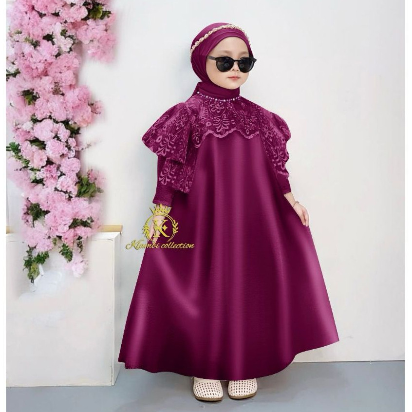 Kids tania (2tahun)(3-5tahun)(6-8tahun)(9-11tahun) Gamis brukat anak Baju muslim anak perempuan Gaun