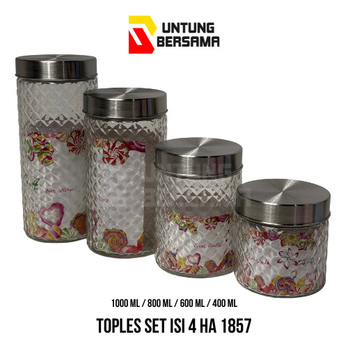 Ayumi Shop - TOPLES SET ISI 4 / HA SET TOPLES KACA BENING DIAMOND GLASS