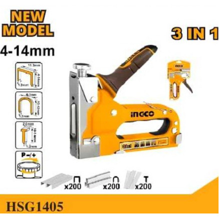 Ingco HSG1405 3 in 1 Staple Gun Manual, Tembak Staples, U-Shape Staples, dan Brad Nails