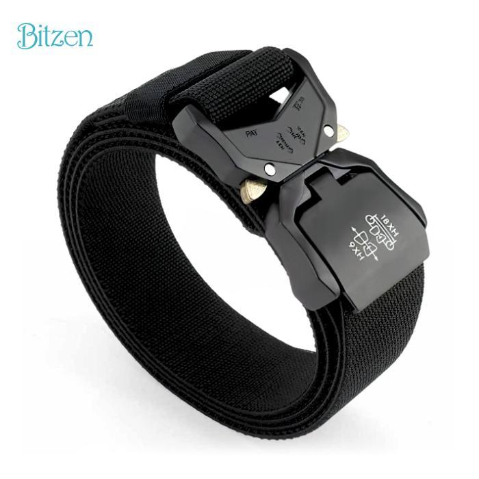 Reyfashion Store BITZEN Ikat Pinggang Pria Nylon Canvas Sabuk Tactical Gesper Quickly Unlock Abu Hit