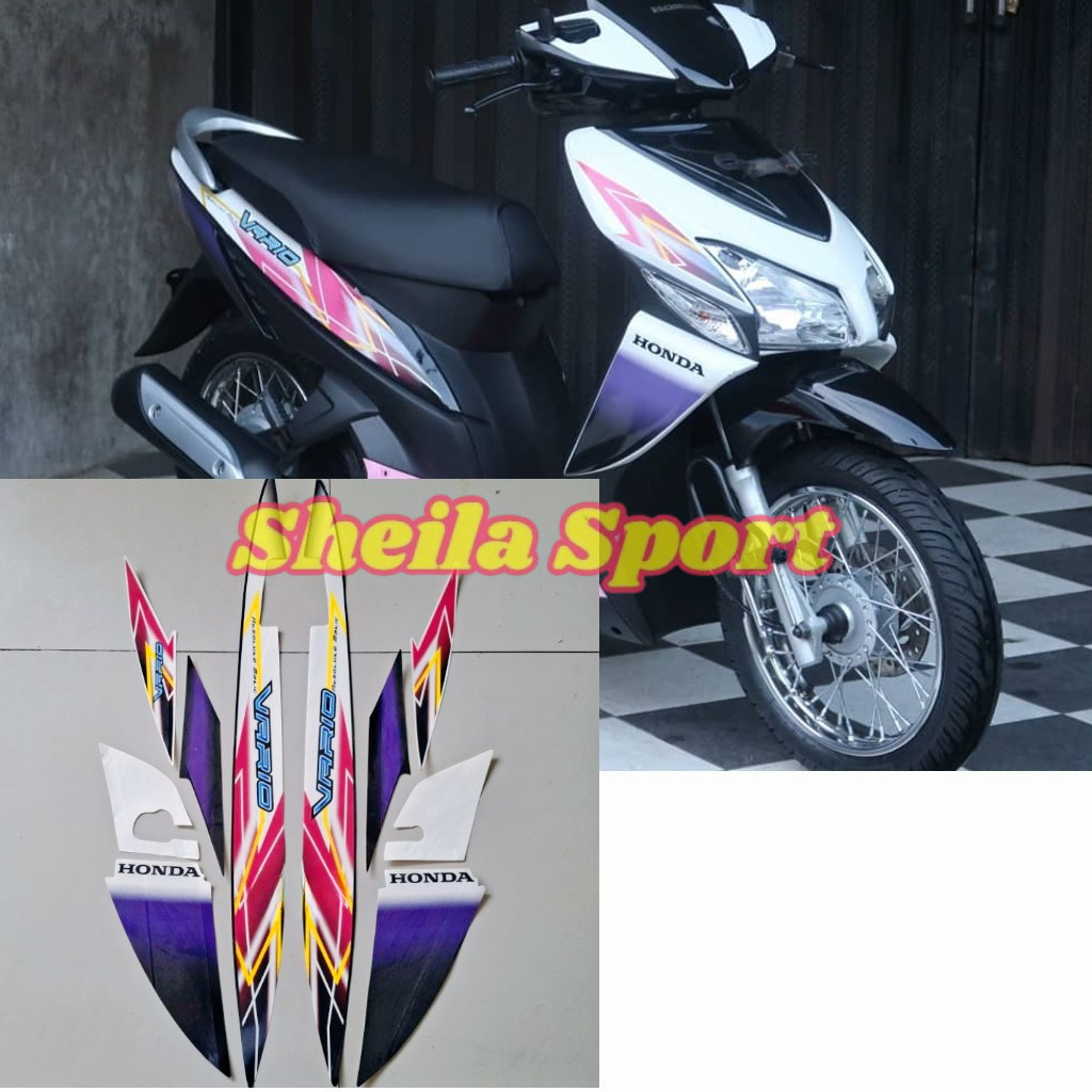 Striping stiker Honda Vario 110 karbu 2006 standar Hitam pink putih kualitas bagus
