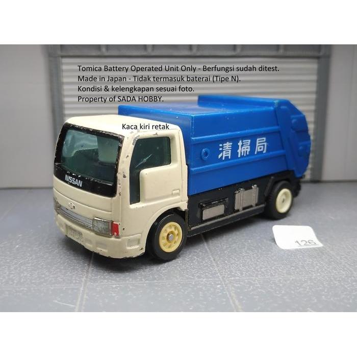 Motor  Battery Operated BO Nissan Atlas Garbage Truck Japan Tomica Diecast Miniatur