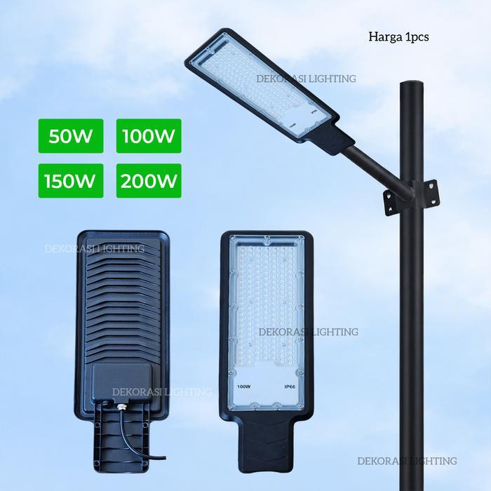 Kap lampu jalan led 50w 100w 150w 200w white 6500K taman outdoor waterproof pju - 50watt, Tanpa Tian