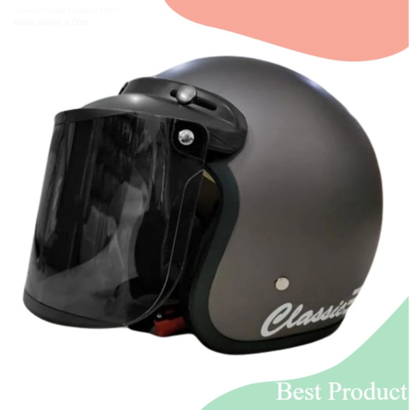 Helm bogo Retro Classic SNI Hitam Glossy (Free Kaca)souvenir lainnya