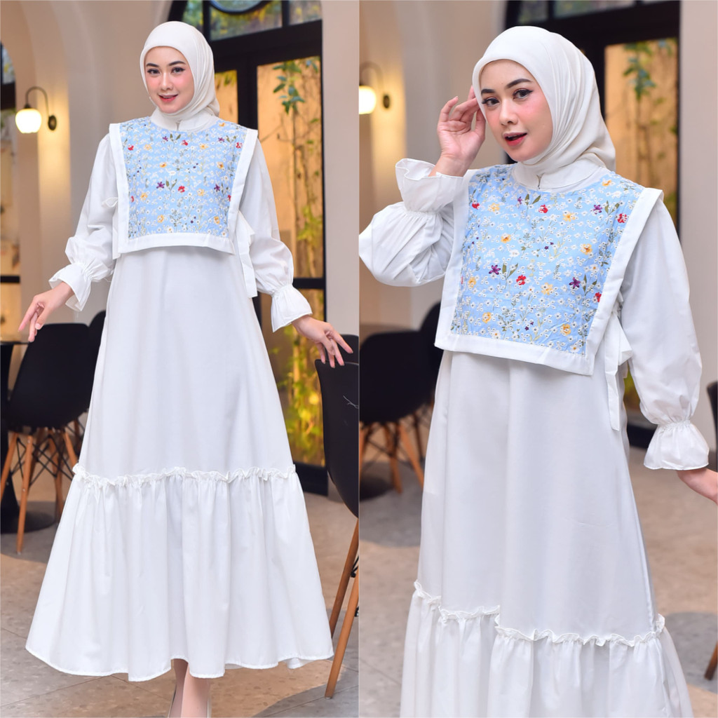 GABRIEL| Gamis Rompi Set 2pcs Cotton Bordir Luxury Motif Dihan Baju Muslim Korean Style Aesthetic