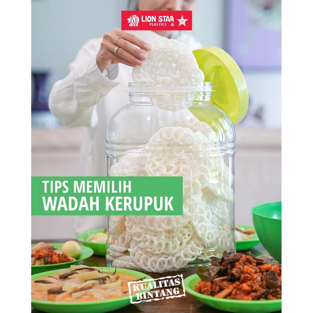 BEZTON Lion Star PP-47 Hugo Round Jar 117 20 Liter Toples Kerupuk Besar Plastik Tebal Transparan Top