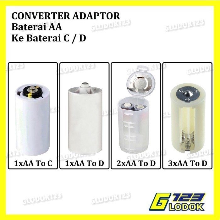 Converter Konverter Baterai 2 3 Pcs AA To D Batere Kecil A2 Ke Besar