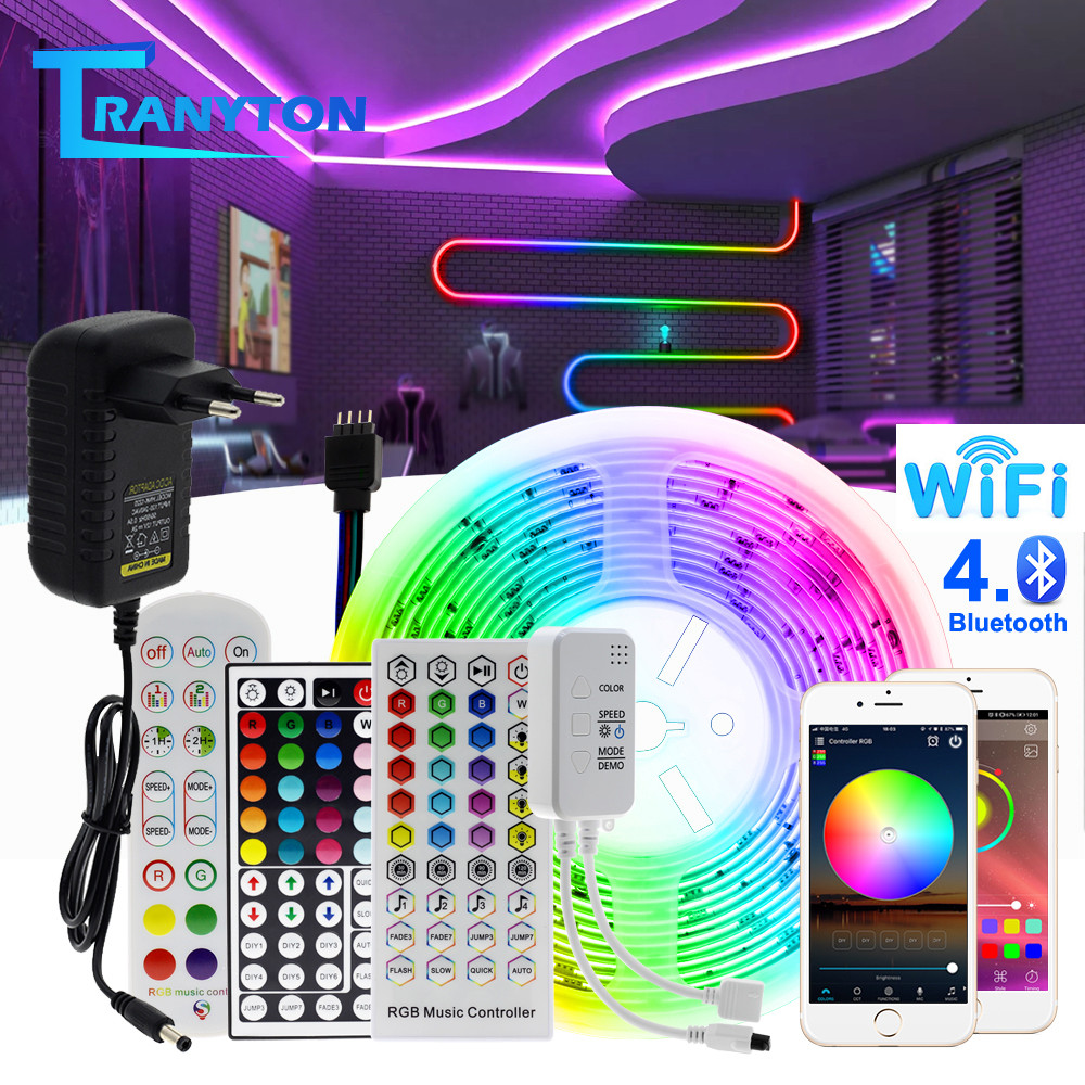 RGB LED Strip Light 5050 2835 Flexible LED Light Strip 10M 15M 20M 12V RGB LED Tape Set with Wifi / 