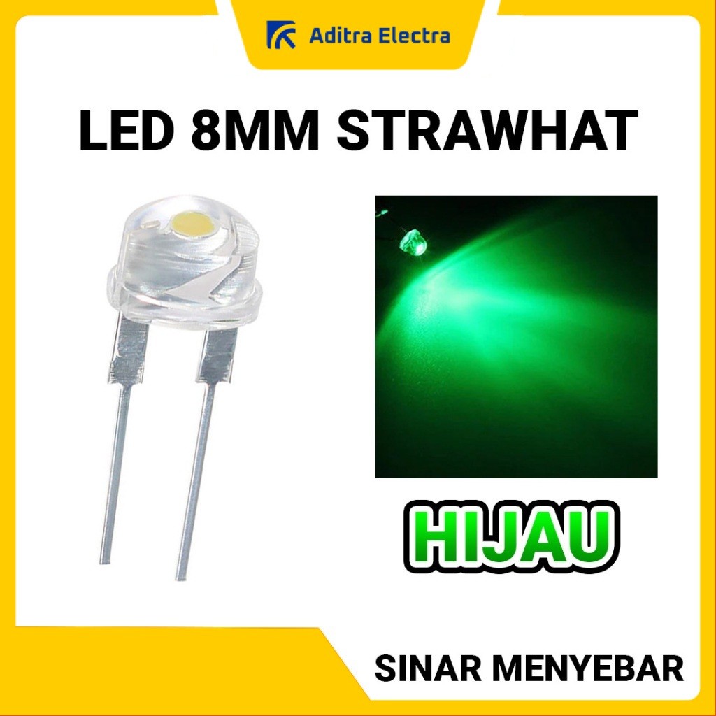 LED Strawhat 8mm Body Clear | Lampu LED Topi - Warna Hijau