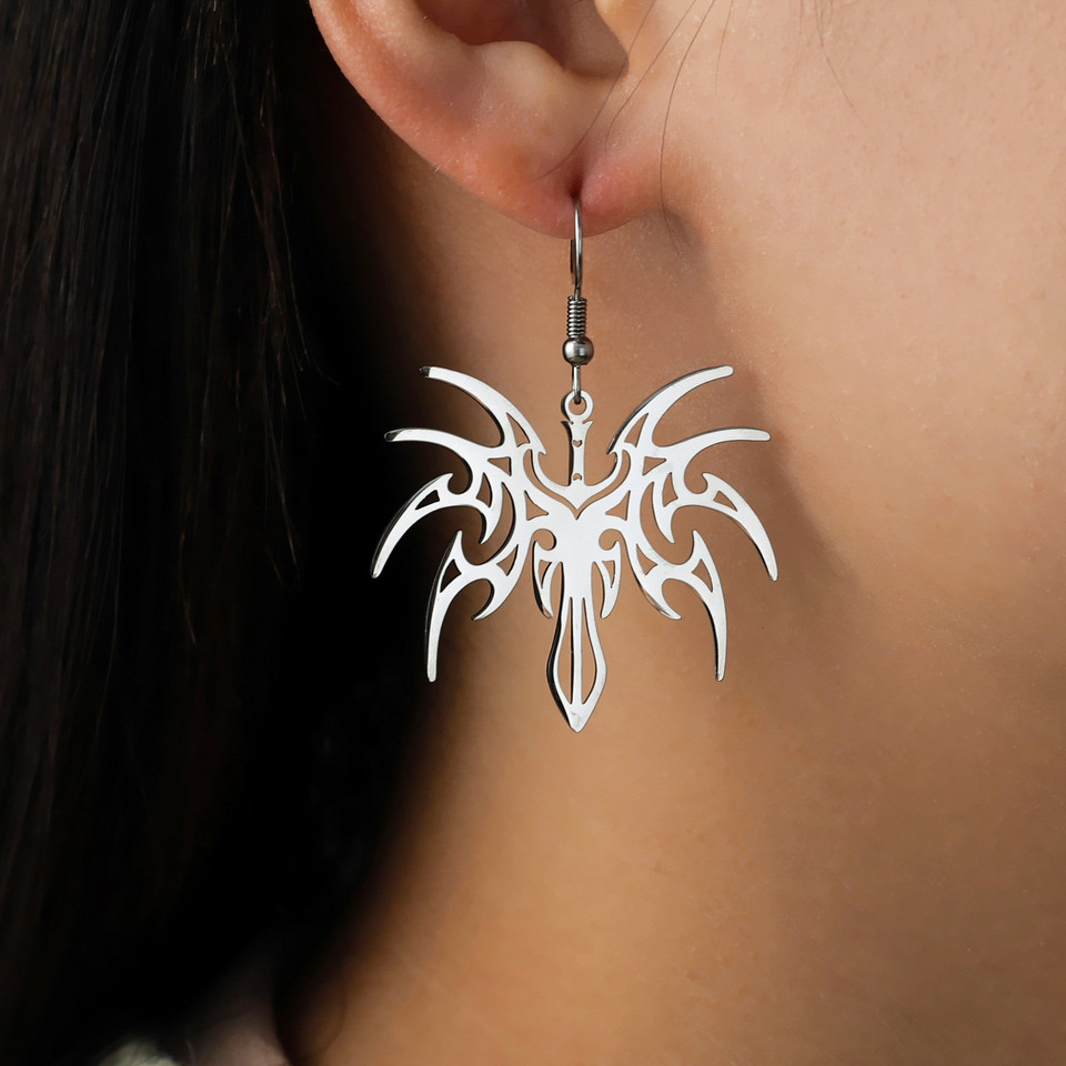 VASSAGO 2023 Magic Sword Earrings Witcraft Gothic Style Stainless Steel Punk Fashion Vintage Pent Je