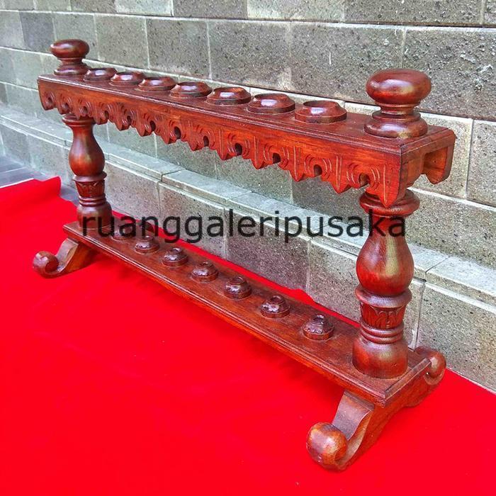Jual Jagrak Stand Pajangan Tombak Pusaka Kayu Jati Ukir RGP43543
