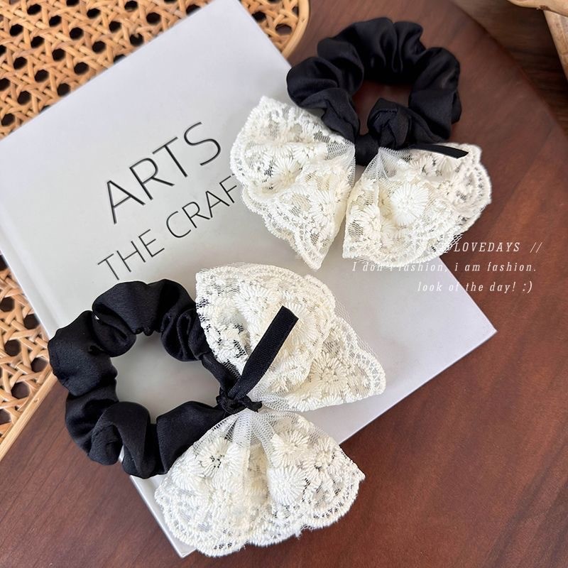 Scrunchie Kain Tile Gaya Wanita Korea Motif Pita Renda Polkadot Ikat Rambut Fashion Vintage