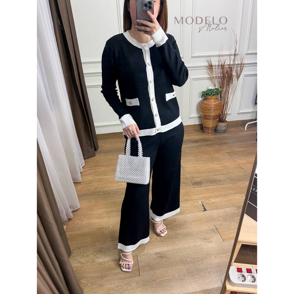 Clara Knit Set IMPORT | Setelan Rajut Import / Setelan Rajut Mewah / Kondangan Set / Setelan Wanita 