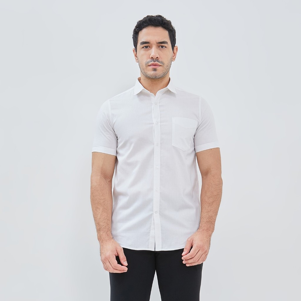 JOBB Arillo Kemeja Pria Lengan Pendek Slim Fit Putih