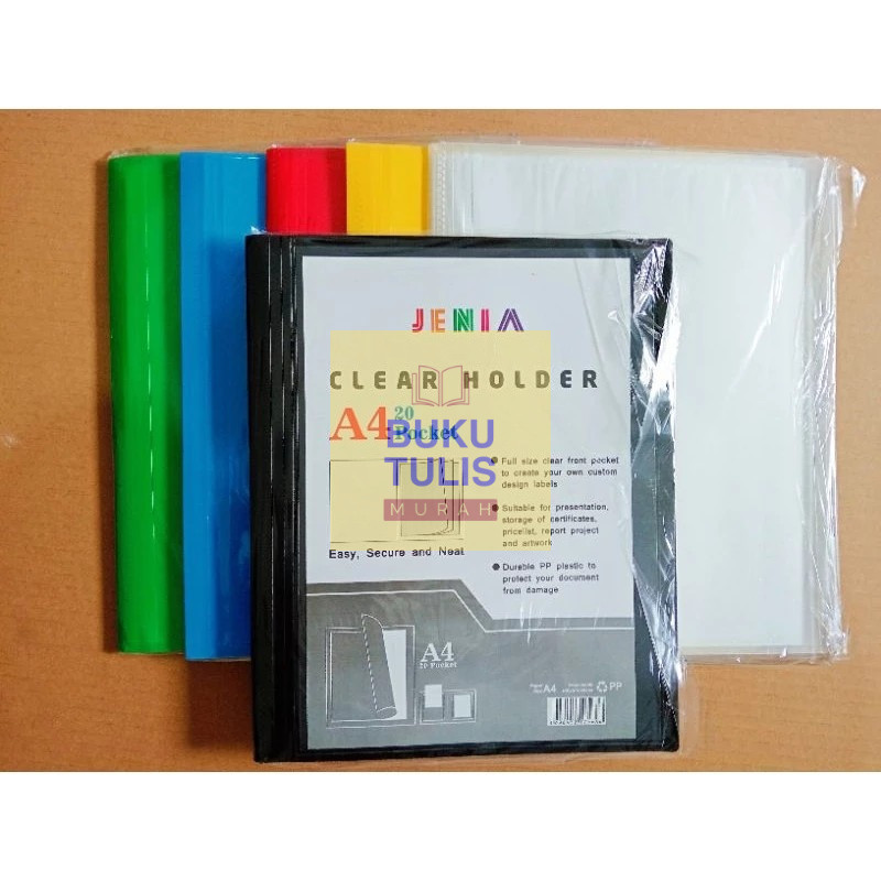 Map Document Keeper A4 Clear Holder Jenia Isi 20 Lembar