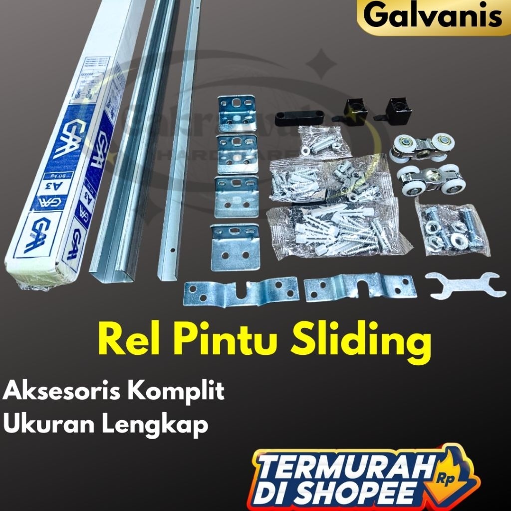 HRO - Rel Pintu Geser/Sliding Door Rail 160, 180, 210, 240, 300cm || Rell Sleding Besi Galvanis Bagu