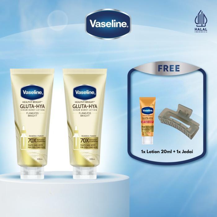 [Buy 2 Get Free Lotion 20ml + Jedai] Vaseline Healthy Bright Gluta Serum Lotion Flawless Bright 200m