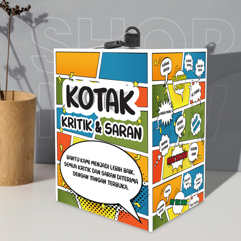 Kotak Saran MDF Custom Desain Komik Lucu / Kotak Kritik & Saran Kotak Amal Donasi / Kotak Keluhan Pe