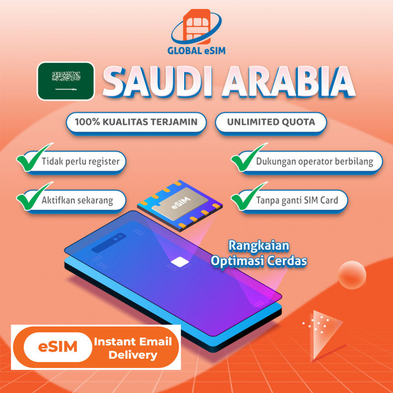 Globalesim eSIM Umroh Saudi Arabia Kuota Data Unlimited 5G Internet | eSIM Umroh Arab Saudi Quota Ex