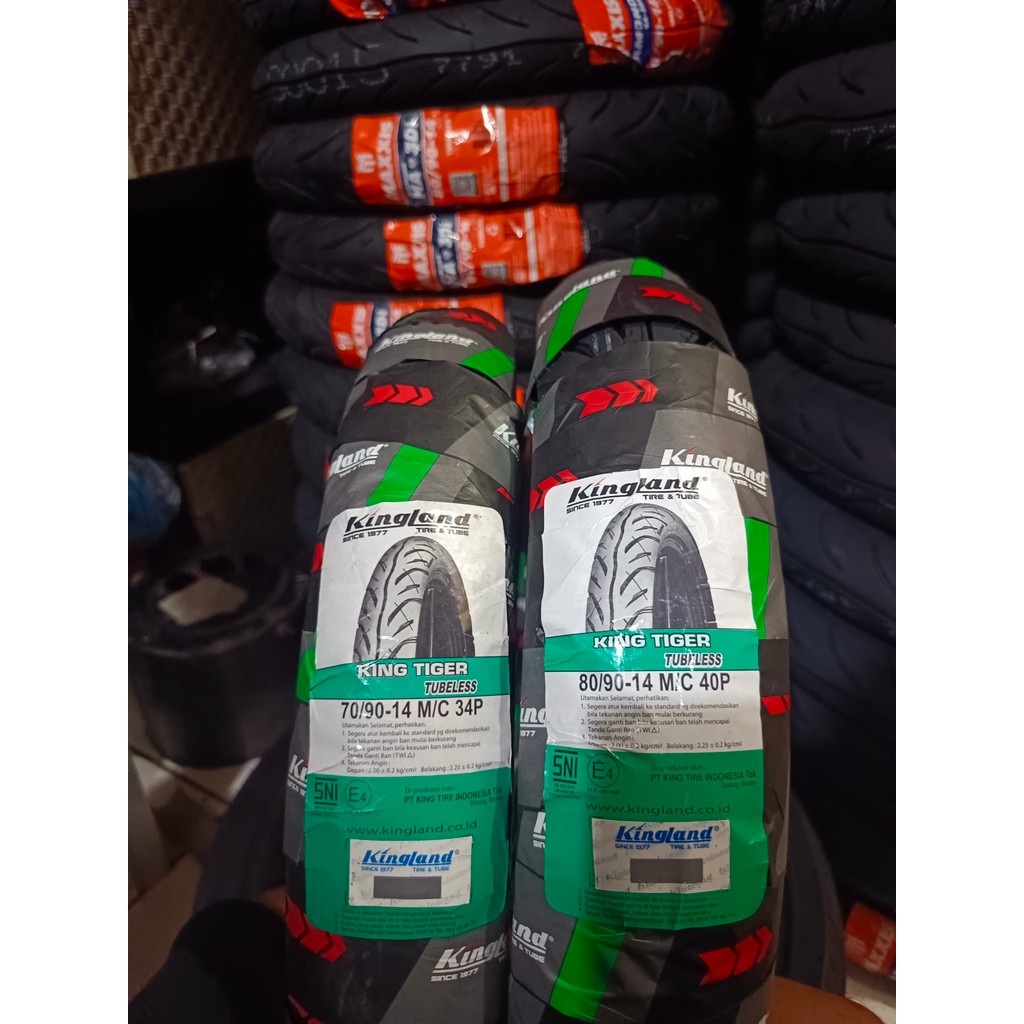 BAN KINGLAND KINGLAND 70/90-14 + 80/90-14 TUBELESS KINGLAND KINGTIGER FREE PENTIL