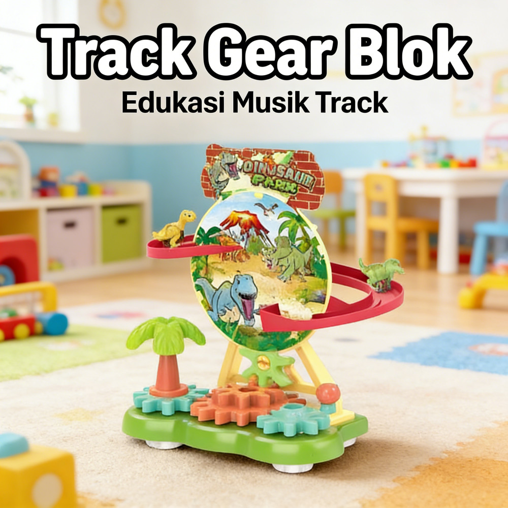 Rotating Gear Building Blocks Paradise Mainan Dinosaurus Instrumen Anak Edukasi