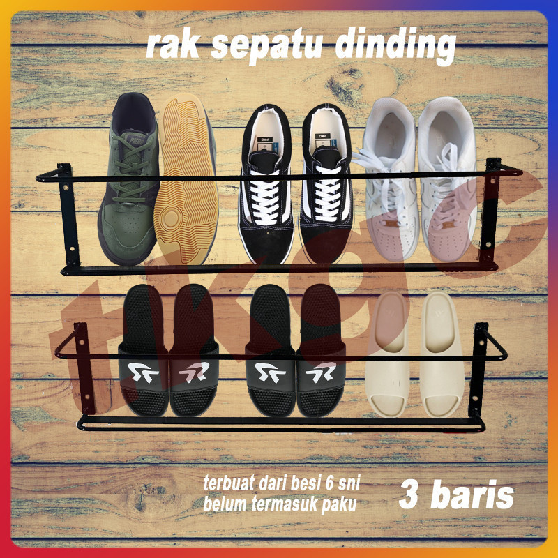 Rak besi sepatu sandal tempel dinding rak gantungan tempat sepatu dinding