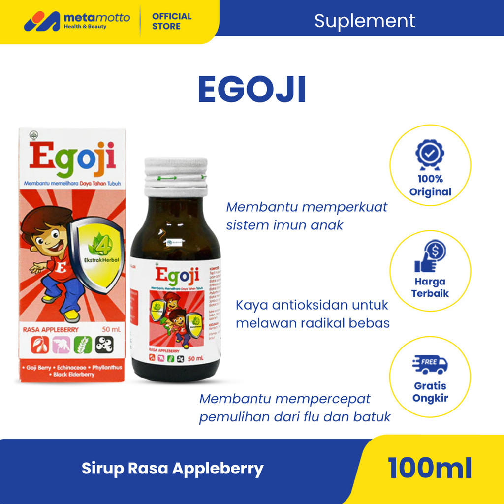 Egoji Sirup 100 ml / 50 ml - Multivitamin Anak - Rasa Apelberry dan Anggur  - Metamotto