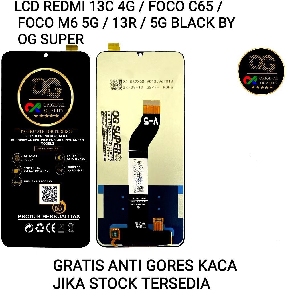 LCD Redmi 13C 4G/Foco C65/Foco M6 5F/Redmi 13R 5G Black Original By Og Super