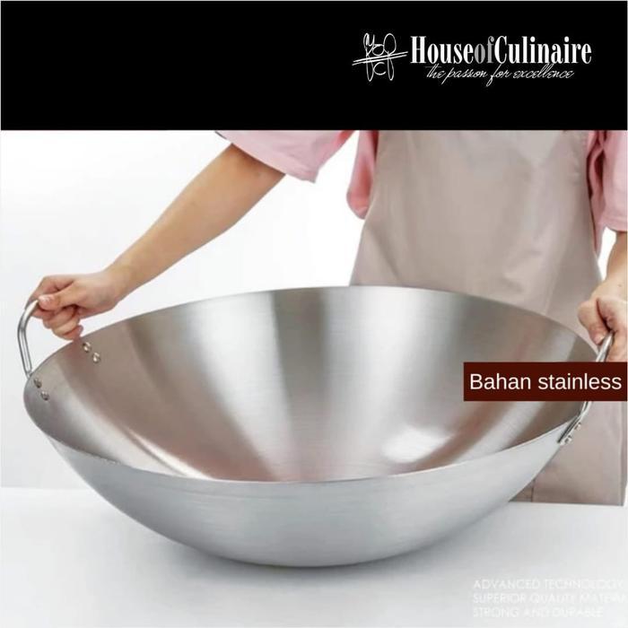 Wajan Stainless Steel 50 cm Wajan Penggorengan Wok Kuali terlaris