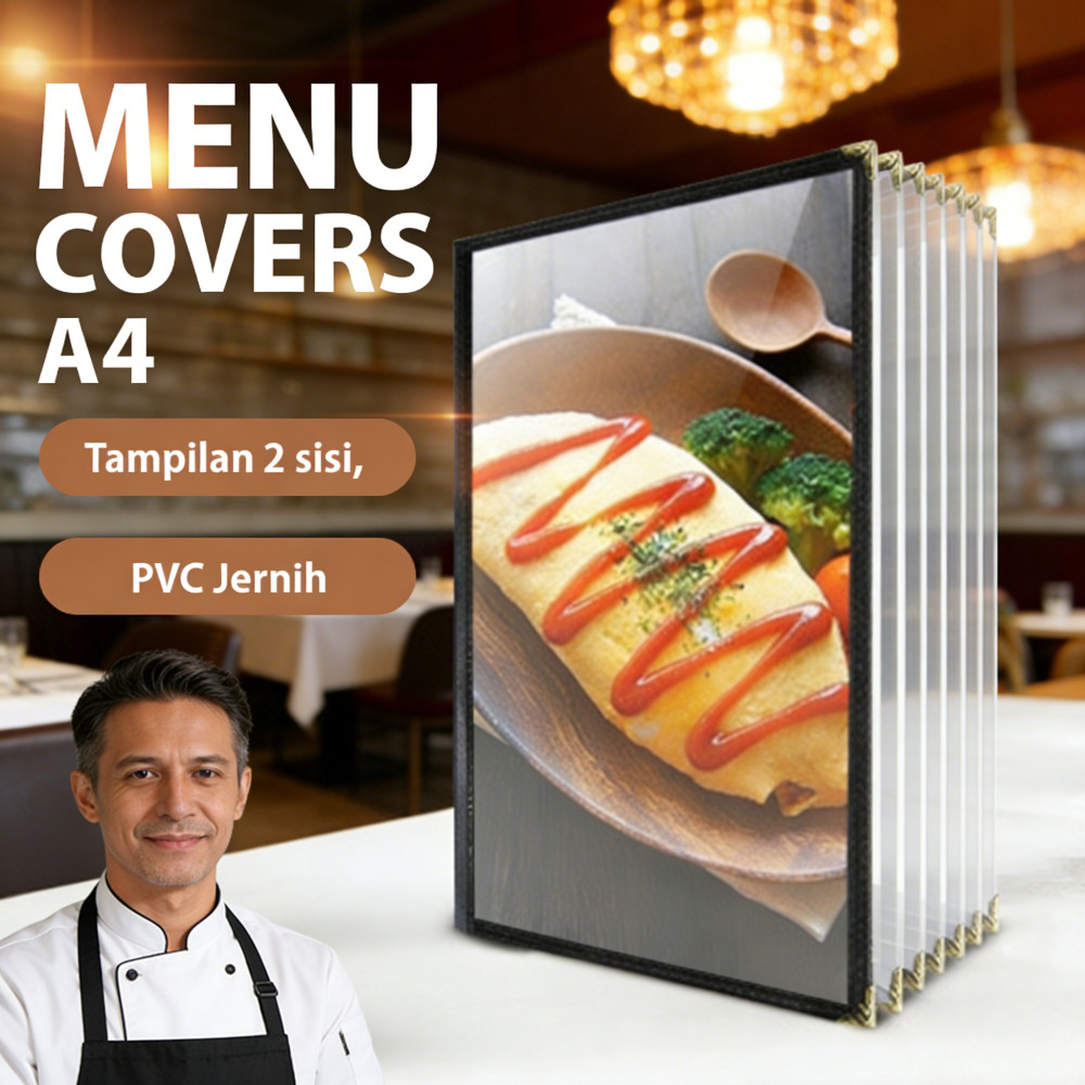 Sampul Buku Resto A4 Buku Menu Menu Cover 4 halaman Kulit Cover Menu Restoran