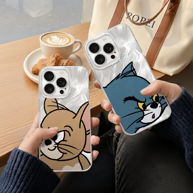 Phone case for OPPO A15-A92 (A15/A16/A17-92)/Reno 8 4G, Tom and Jerry couple design, transparent sho
