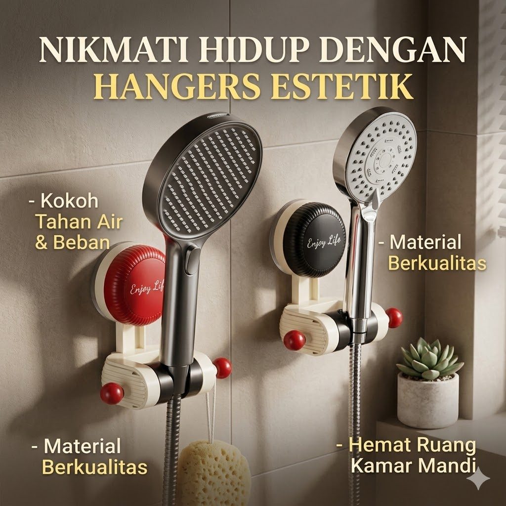 Dudukan Shower Tempel / Gantungan Shower Mandi – DK89 Suction Cup Hanger / Holder Shower Warna Merah