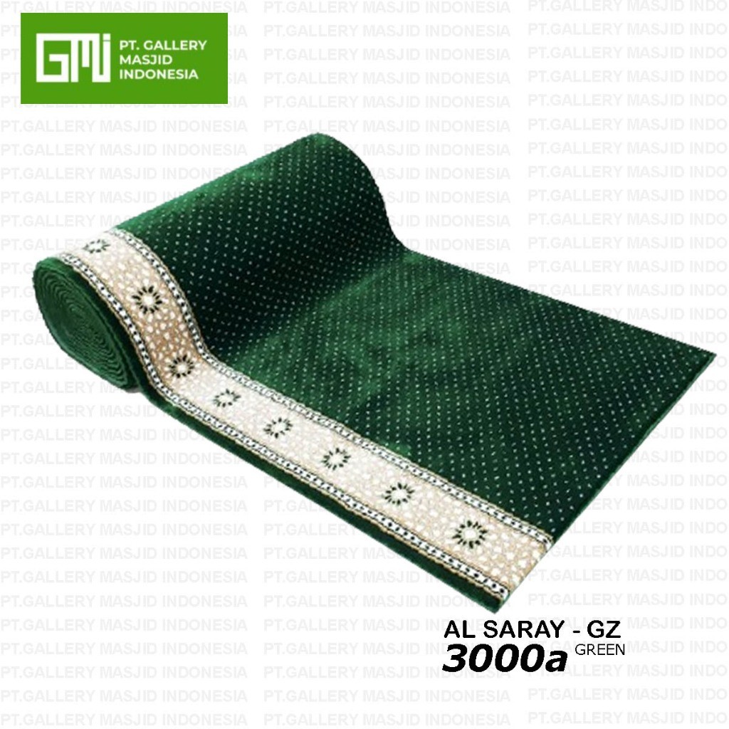 Karpet Masjid Tebal Al-Saray 22mm | Warna Hijau Merah | Sajadah Mushola Roll 120x600cm