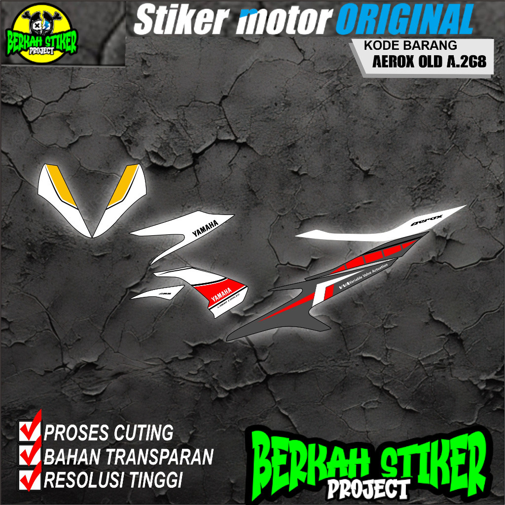 (COD)STRIPING ORIGINAL MOTOR YAMAHA AEROX 155 OLD 2016-2020 DESAIN RACING HOLOGRAM DAN TRANSPARAN