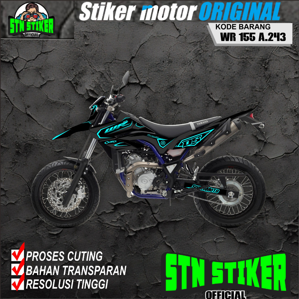 (COD) STIKER DECAL ORIGINAL  MOTOR YAMAHA WR 155 HOLOGRAM DAN TRANSPARAN KODE A.243