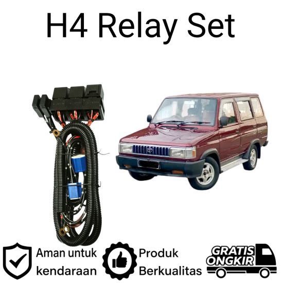 AM Relay Set Lampu Utama LED H4  Mobil Toyota kijang Grand Extra