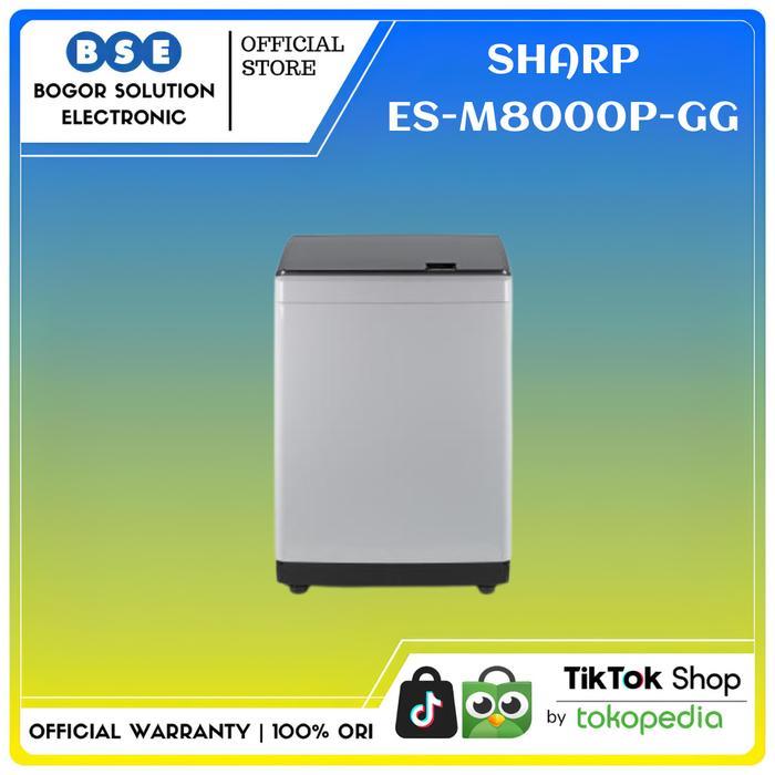 Sharp Mesin Cuci  ES-M8000P-GG Top Loading 8 Kg Sharp Mesin Cuci 1 Tabung ESM8000PGG