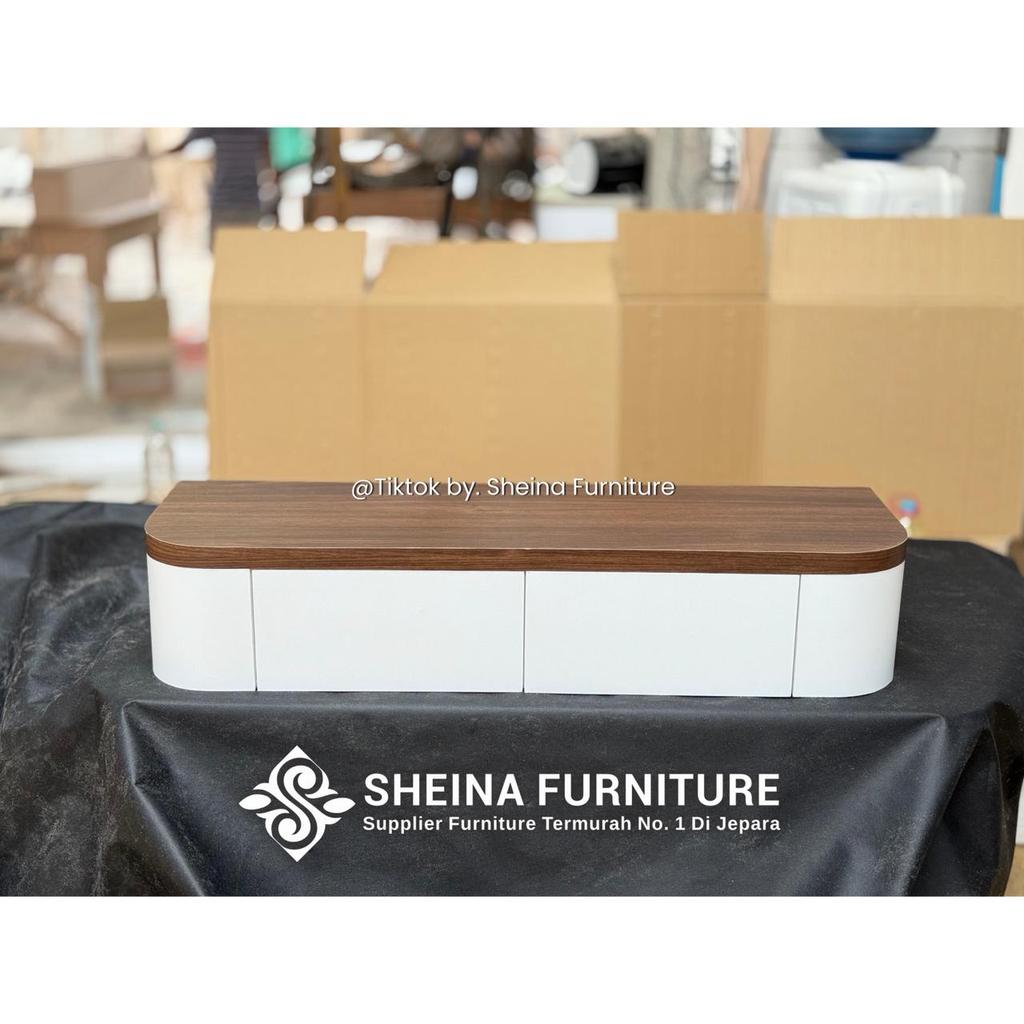 Meja Rias Gantung Aesthetic Minimalis Walnut Putih Floating Cabinet Modern