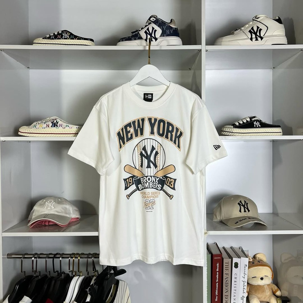 Kaos Tshirt Kaos New Era | MlB  Bisbol New York Import Full Cotton 20s Unisex Pria Wanita No Bordir