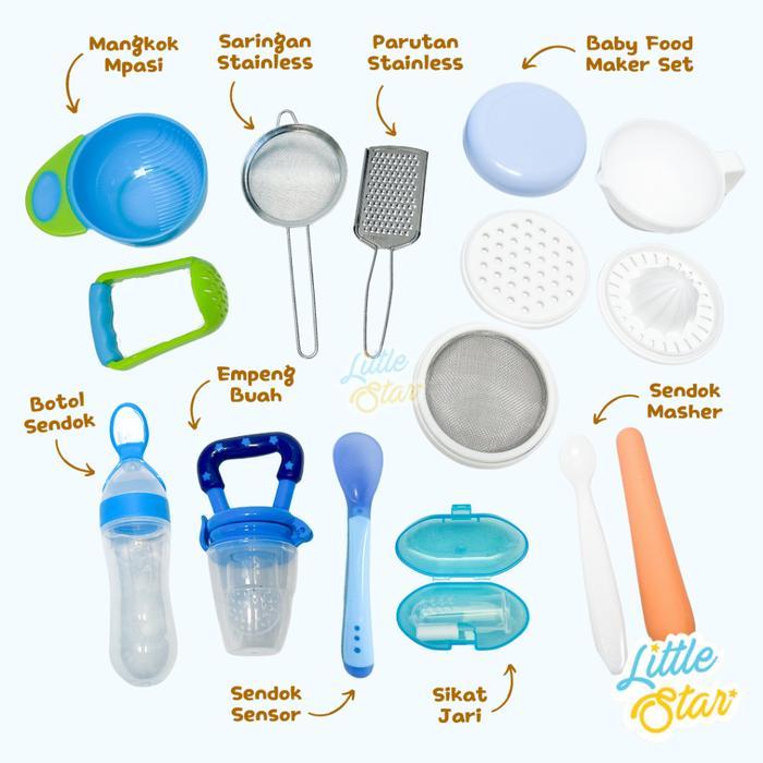 Ls 15In1 Feeding Set Paket Lengkap Alat Makan Perlengkapan Mpasi Newborn Baby Food Maker Penghalus Penghancur Makanan Bayi