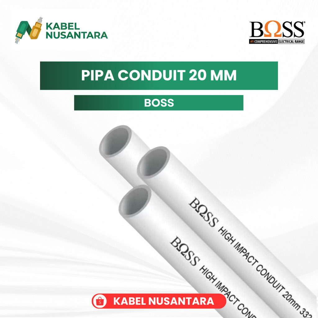 Pipa Conduit Boss 20mm Putih - Pipa Paralon ORIGINAL SNI