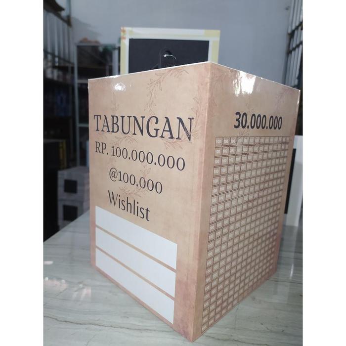Promo Celengan kotak kunci Celengan Target Jumbo Bahan Kayu MDF Anti Rayap Tabungan Uang Unik - 100 