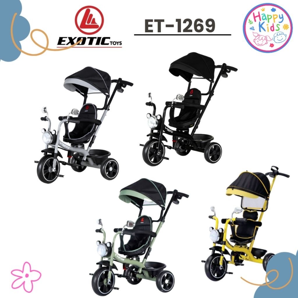 SEPEDA RODA TIGA ANAK EXOTIC ET 1269 DILENGKAPI KANOPI